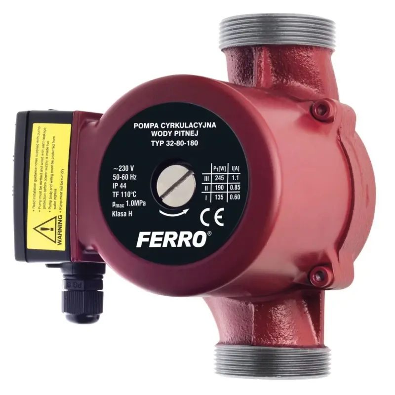 Pompǎ de recirculare Ferro Weberman 32-80 180, Q max. 10.5 mc/h, H max. 8 m, 230 V