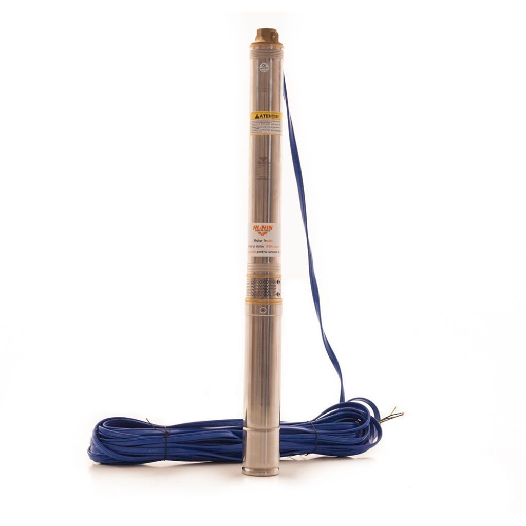 Pompă submersibilă RURIS AQUA 690, pentru apă curată, 370 W, înălțime maximă refulare 60 m, debit 3 mc/h, carcasă inox