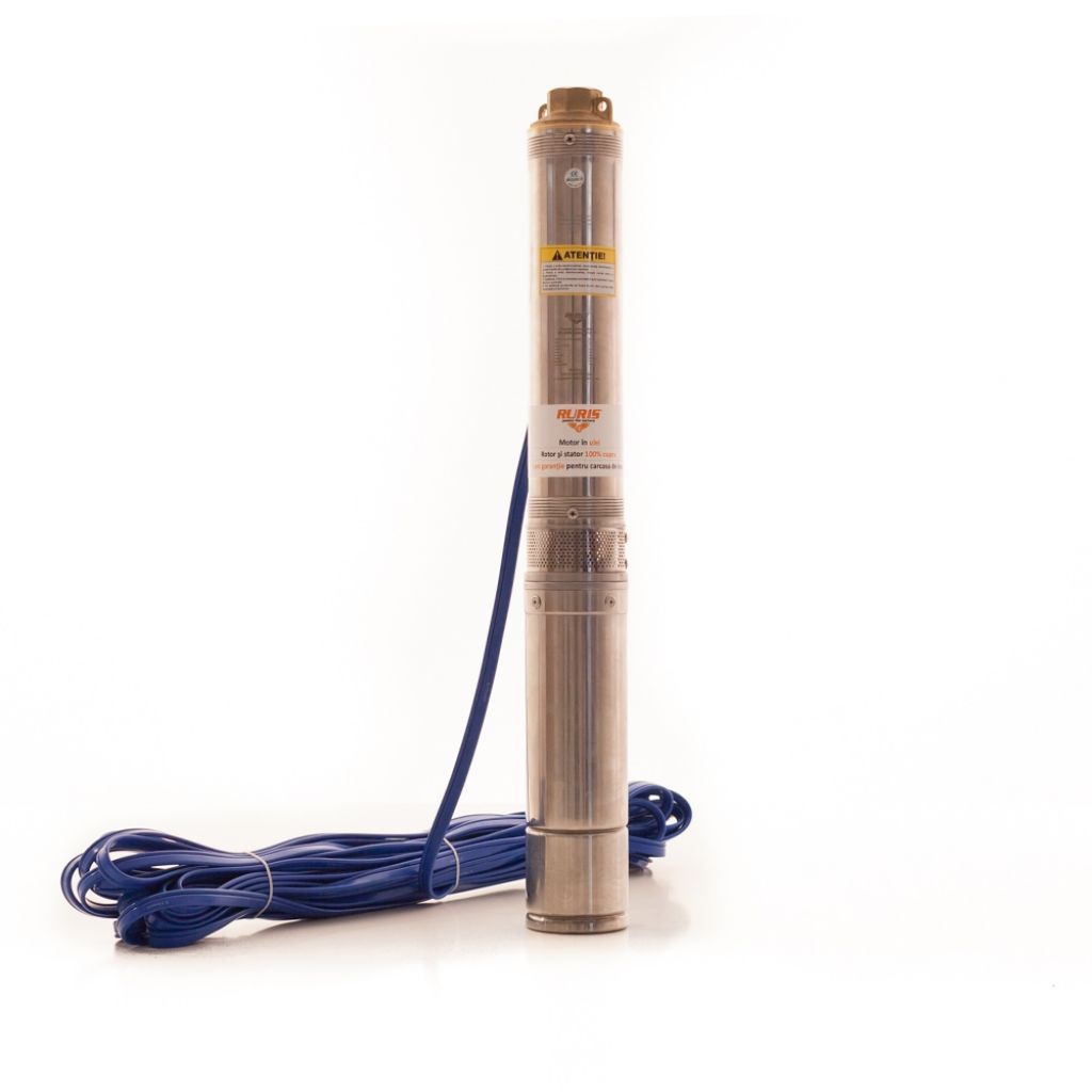 Pompă submersibilă RURIS AQUA 790, pentru apă curată, 550 W, înălțime maximă refulare 60 m, debit 3 mc/h, carcasă inox