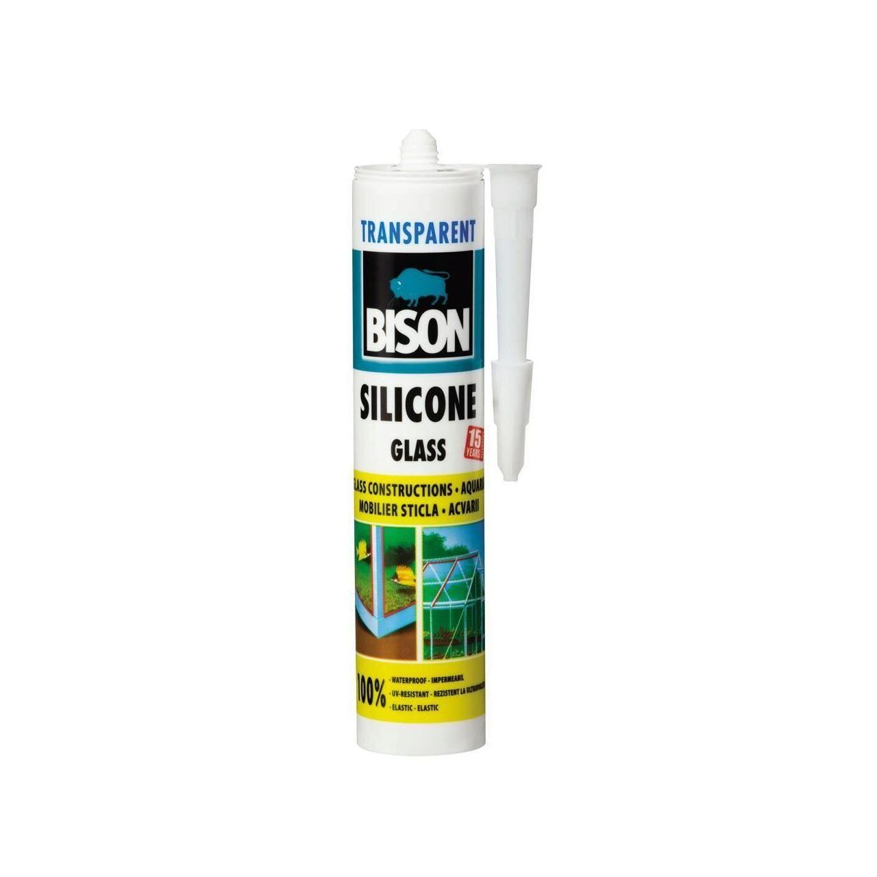 Silicon pentru sticlă BISON, 280ml,  transparent