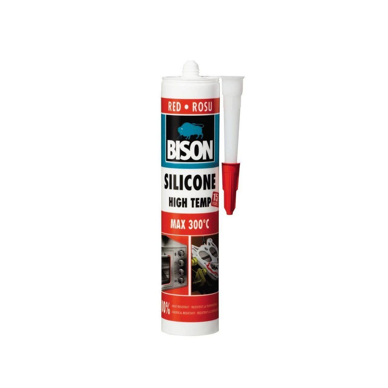 Silicon rezistent la temperaturi ridicate BISON High Temp, 280ml,  roșu